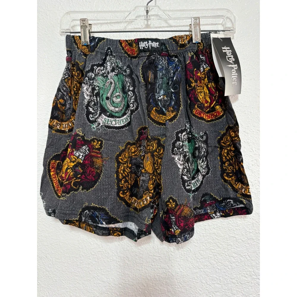 Harry Potter Mens Hogwarts House Crest Lounge Shorts Gray Cotton Small 28-30 NWT